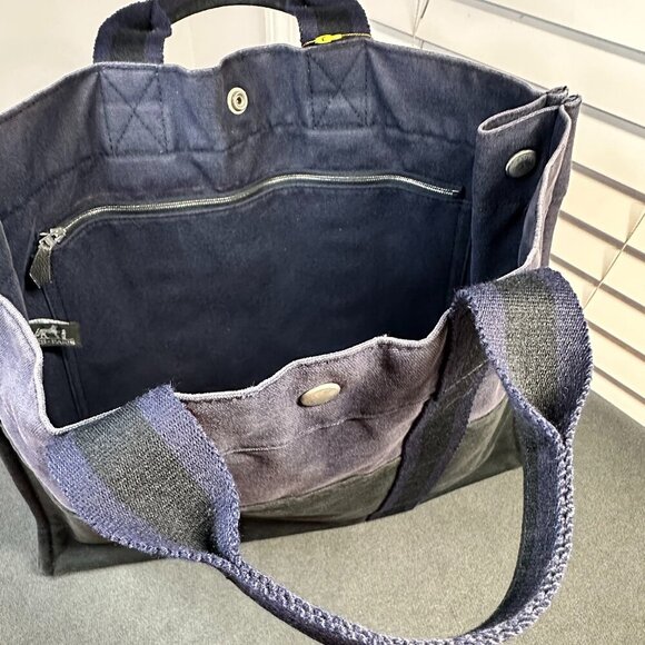 🖤 HERMÈS FOULE MM TOTE - BLACK NAVY HANDBAG 🖤 - Picture 10 of 13
